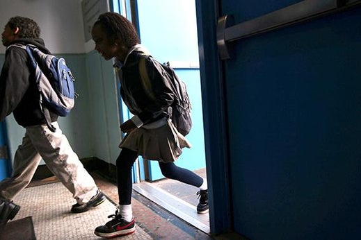 Students arriving at school